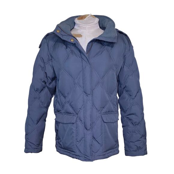 Land’s End  Goose Down Puffer Jacket Large 14-16 Gray‎ Quilted Full Zip - Picture 1 of 10